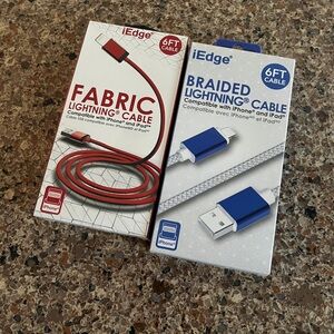 New ledge fabric lightning cable compatible with iPhone and iPad red and blue